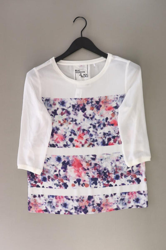 s.Oliver Classic Bluse Gr. 34 mit Blumenmuster 3/4 Ärmel weiß