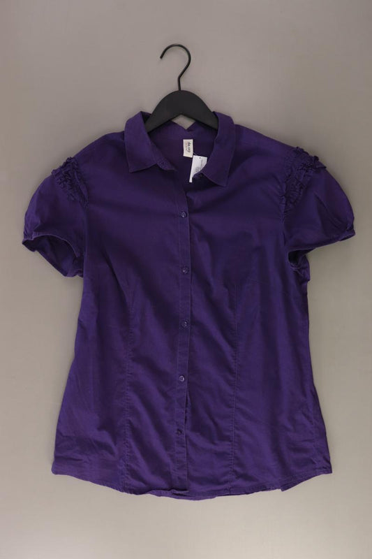 de.corp Esprit Rüschenbluse Gr. 42 Kurzarm lila aus Baumwolle