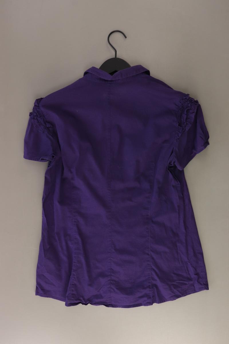 de.corp Esprit Rüschenbluse Gr. 42 Kurzarm lila aus Baumwolle