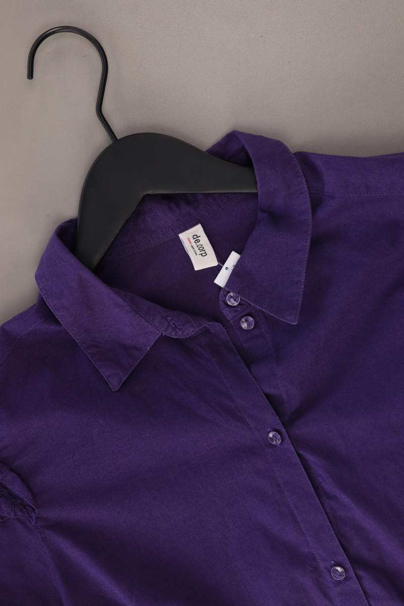 de.corp Esprit Rüschenbluse Gr. 42 Kurzarm lila aus Baumwolle