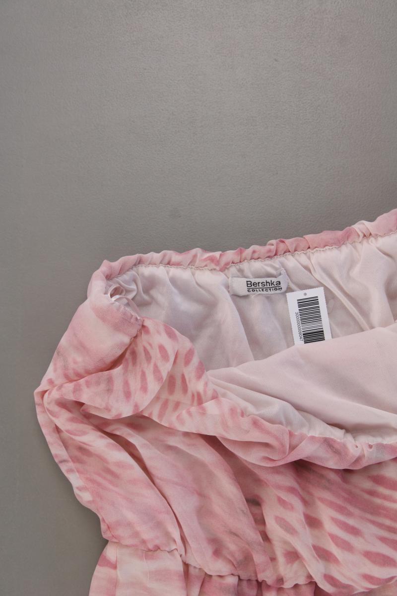 Bershka Bandeaukleid Gr. S mit Batikmuster Ärmellos rosa aus Polyester