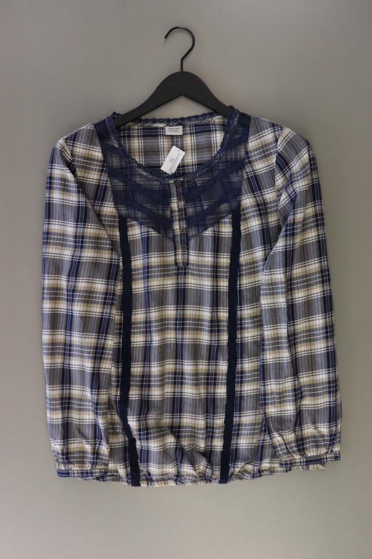 Esprit Karobluse Gr. 44 kariert Langarm blau aus Baumwolle