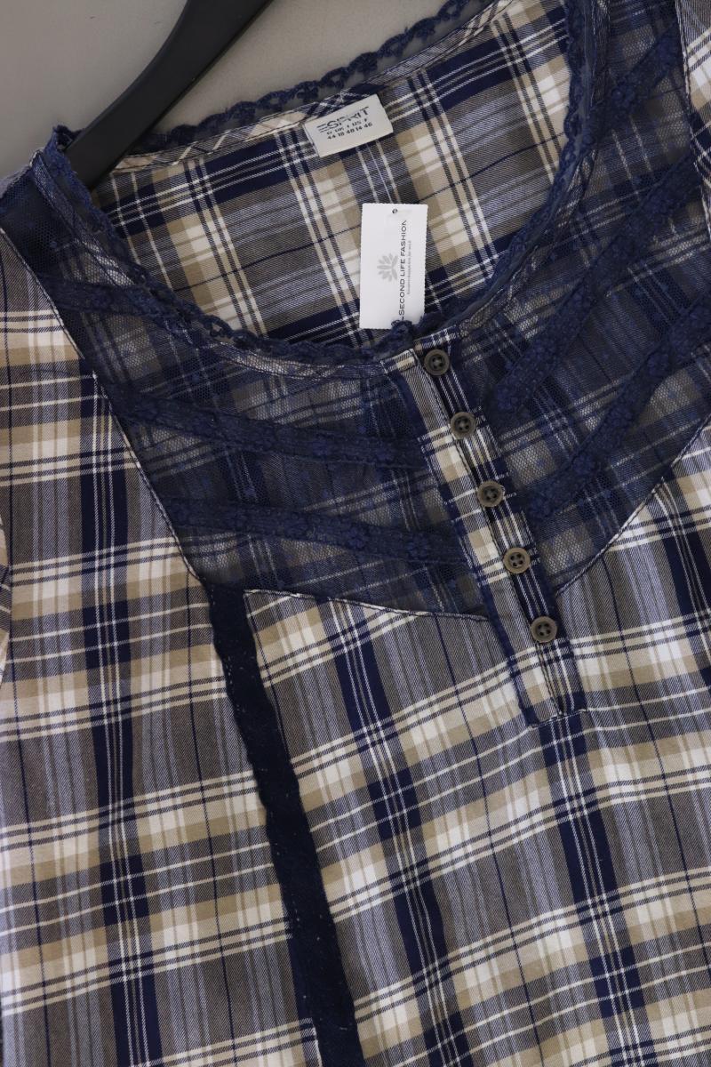 Esprit Karobluse Gr. 44 kariert Langarm blau aus Baumwolle