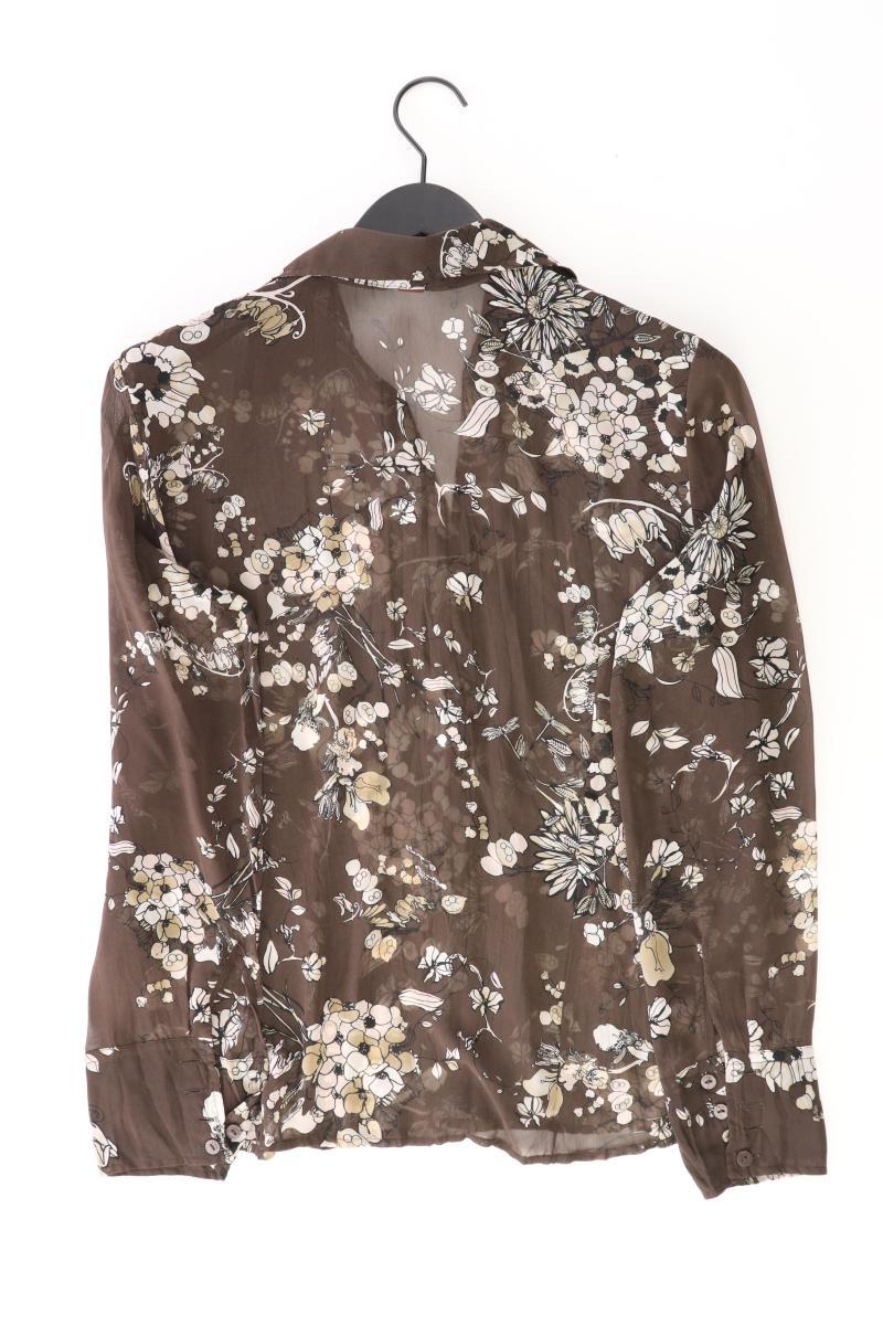 s.Oliver Y2K Vintage Bluse Gr. 38 mit Blumenmuster Langarm braun aus Polyester