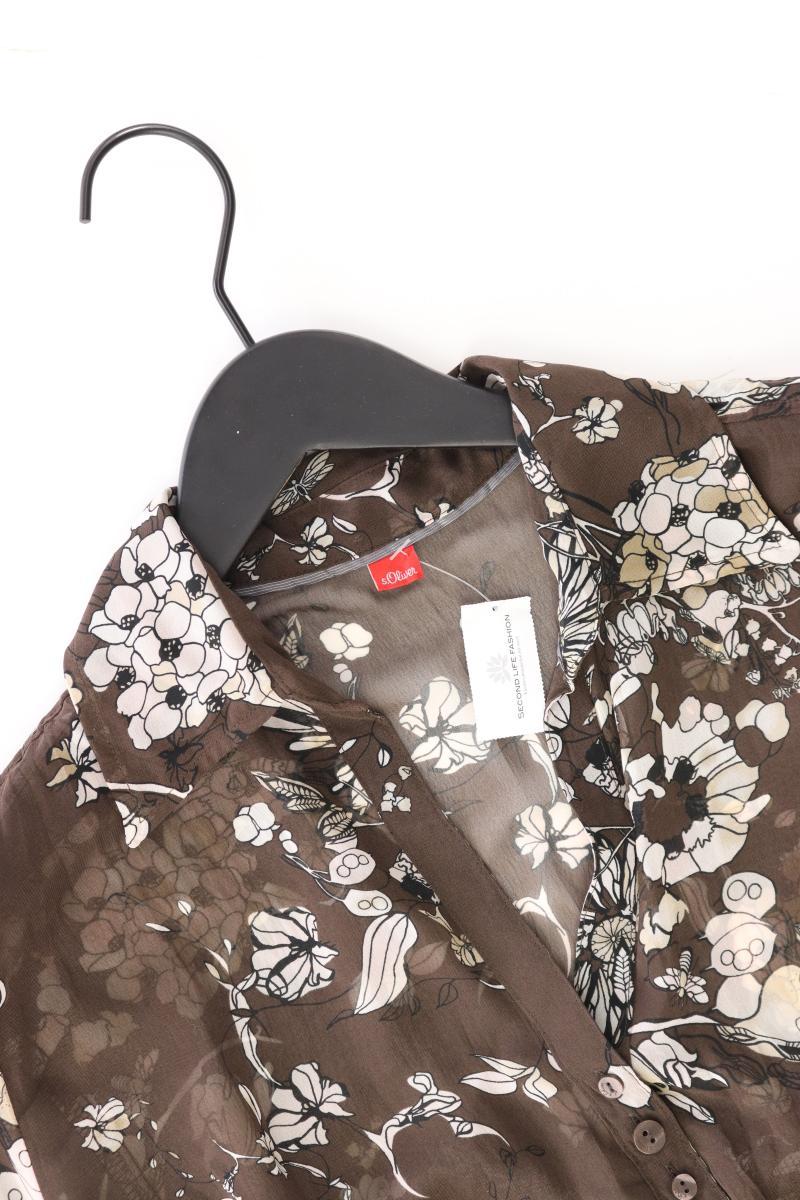 s.Oliver Y2K Vintage Bluse Gr. 38 mit Blumenmuster Langarm braun aus Polyester