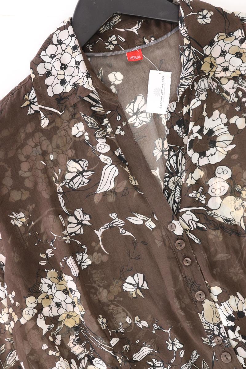 s.Oliver Y2K Vintage Bluse Gr. 38 mit Blumenmuster Langarm braun aus Polyester