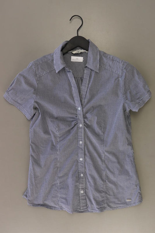 Tom Tailor Karobluse Gr. 40 kariert Kurzarm blau aus Baumwolle