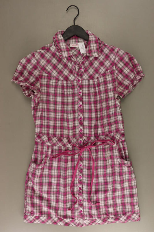 Orsay Kleid Gr. 40 kariert mit Gürtel Kurzarm pink aus Baumwolle