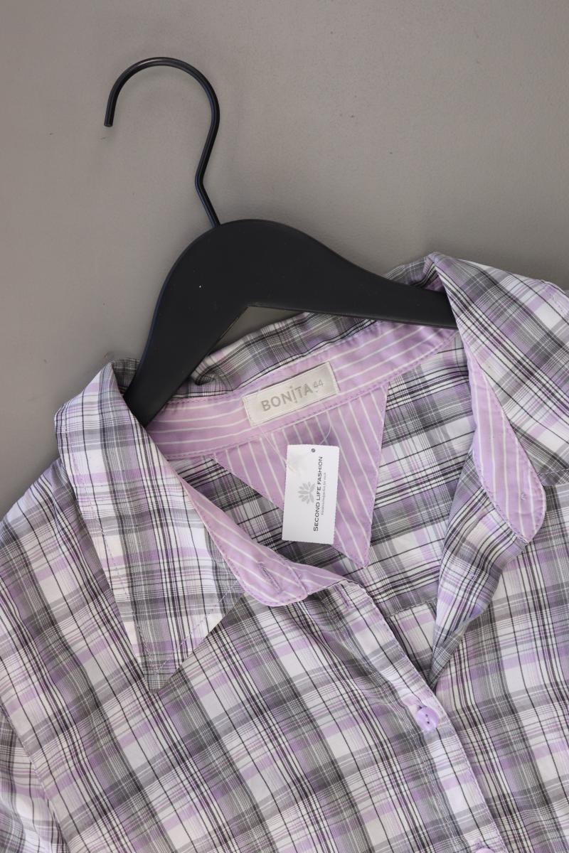 Bonita Karobluse Gr. 44 kariert Langarm grau aus Polyester