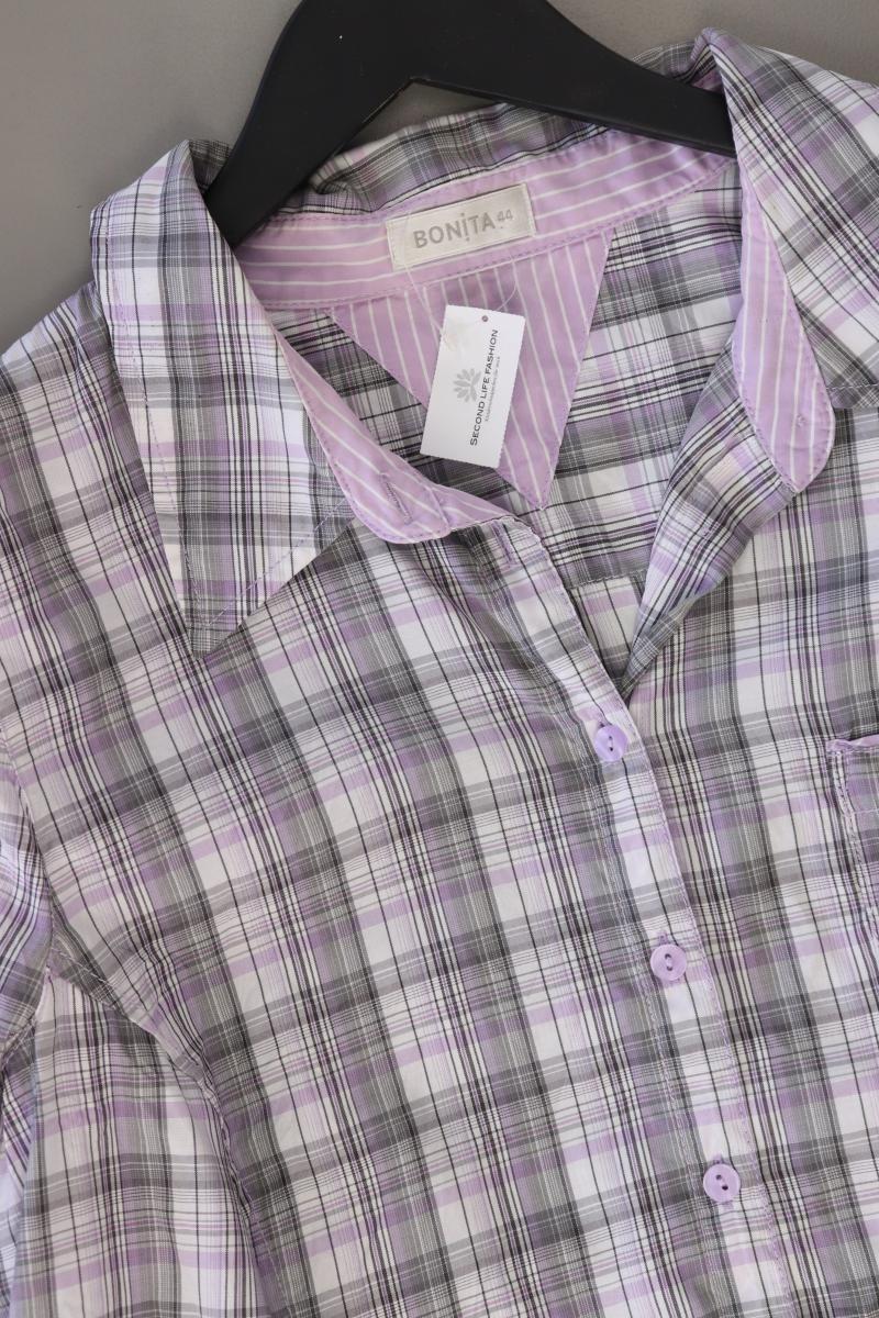 Bonita Karobluse Gr. 44 kariert Langarm grau aus Polyester