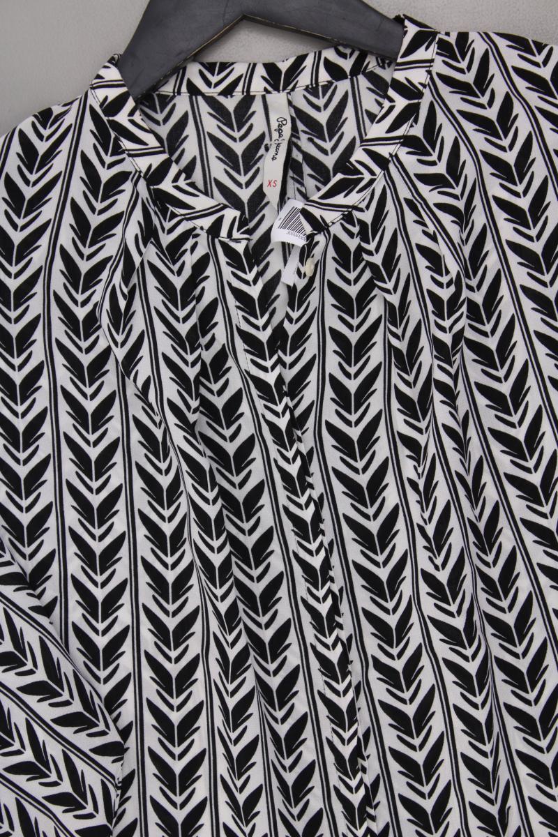 Pepe Jeans Oversize Bluse Gr. XS geometrisches Muster Langarm schwarz