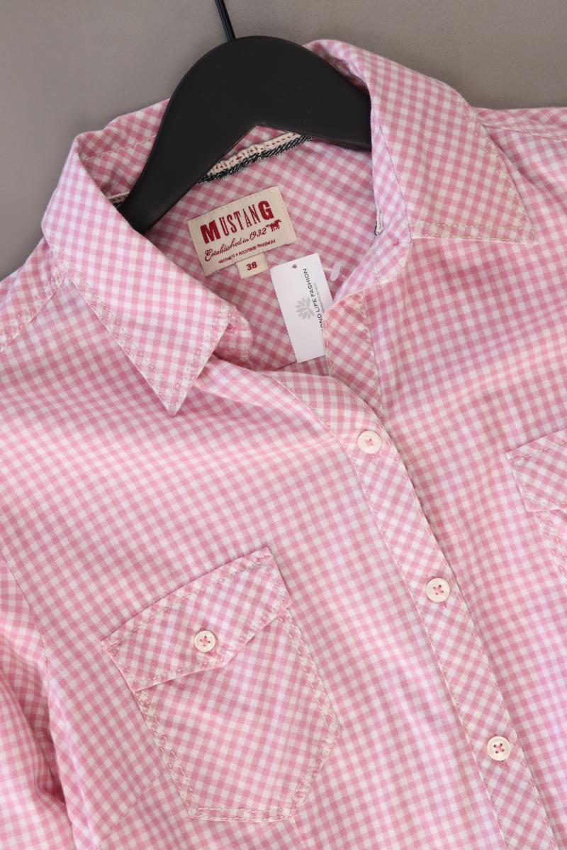 Mustang Karobluse Gr. 38 kariert Langarm rosa aus Baumwolle