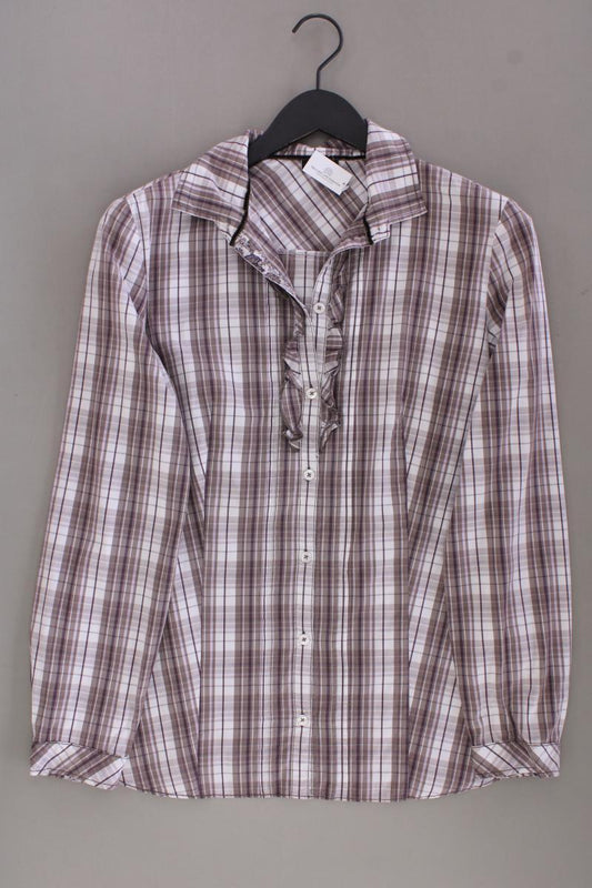 Gerry Weber Rüschenbluse Gr. L kariert Langarm braun