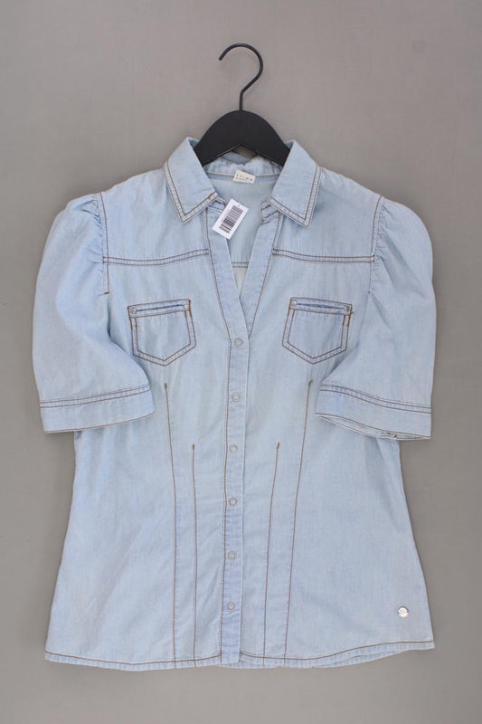 Jeansbluse Gr. 38 Kurzarm blau aus Baumwolle