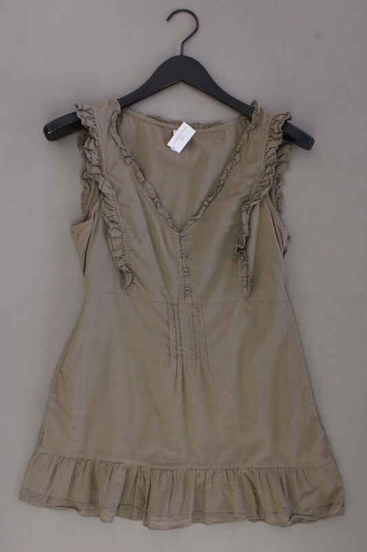 Esprit Rüschenbluse Gr. 36 Ärmellos olivgrün aus Baumwolle