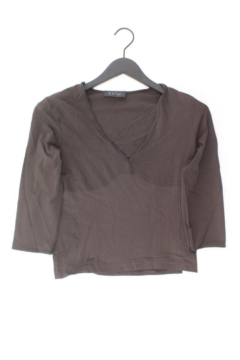 Oui Shirt mit V-Ausschnitt Gr. 38 3/4 Ärmel braun aus Polyamid
