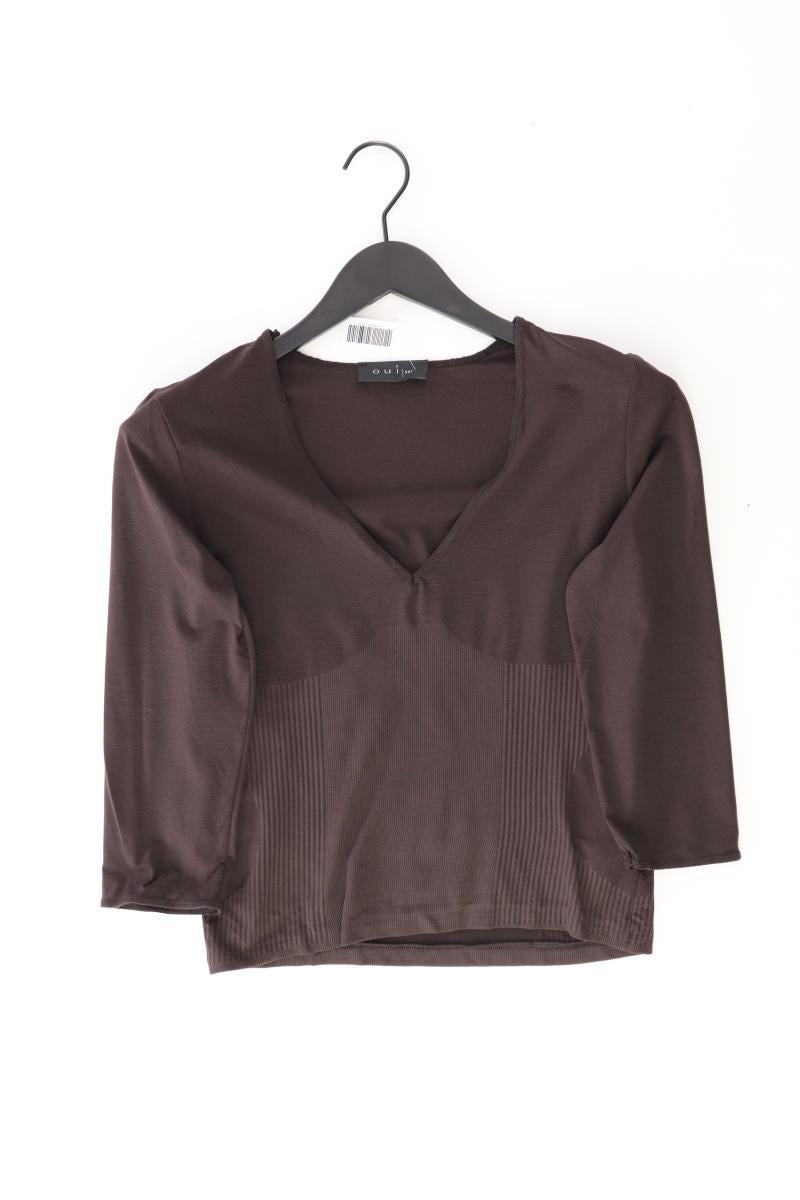 Oui Shirt mit V-Ausschnitt Gr. 38 3/4 Ärmel braun aus Polyamid