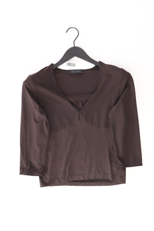 Oui Shirt mit V-Ausschnitt Gr. 38 3/4 Ärmel braun aus Polyamid