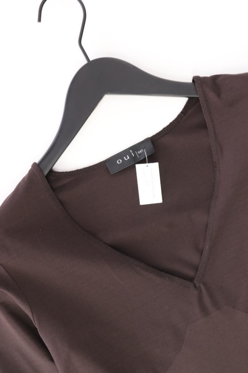 Oui Shirt mit V-Ausschnitt Gr. 38 3/4 Ärmel braun aus Polyamid