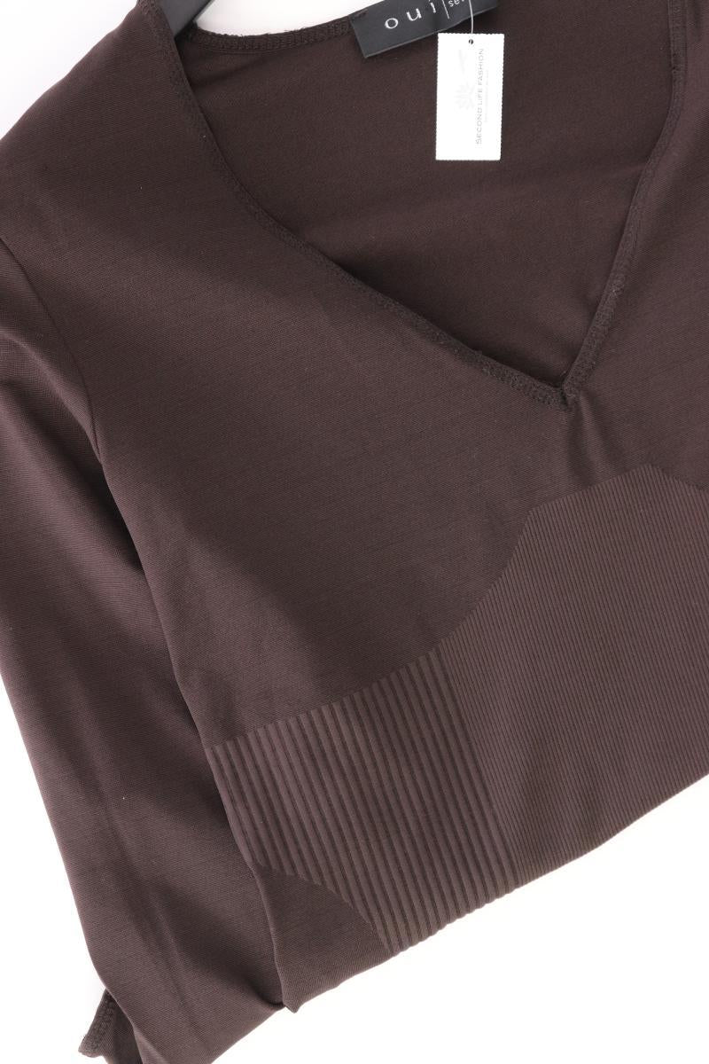 Oui Shirt mit V-Ausschnitt Gr. 38 3/4 Ärmel braun aus Polyamid