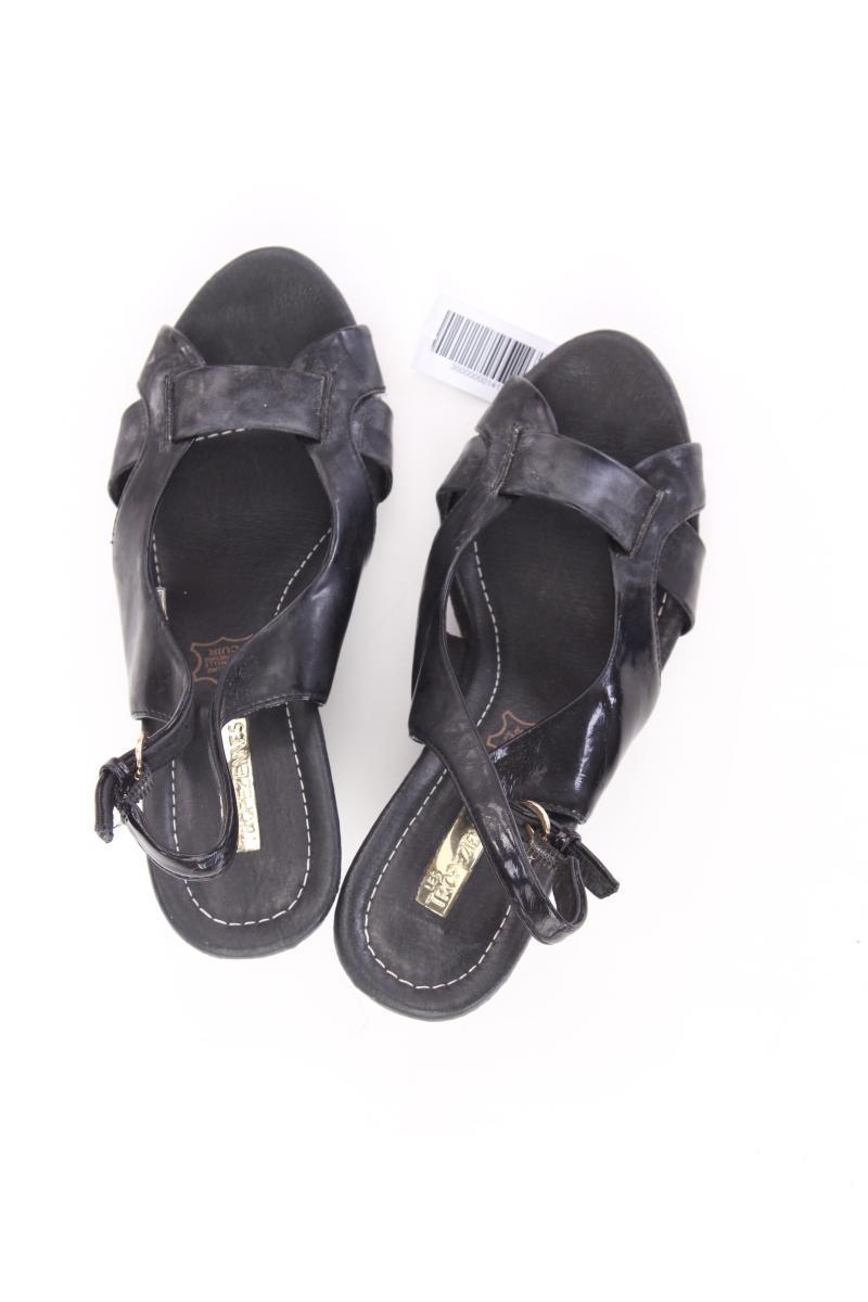 Les Tropéziennes Sandaletten mit Keilabsatz Gr. 36 schwarz aus Leder