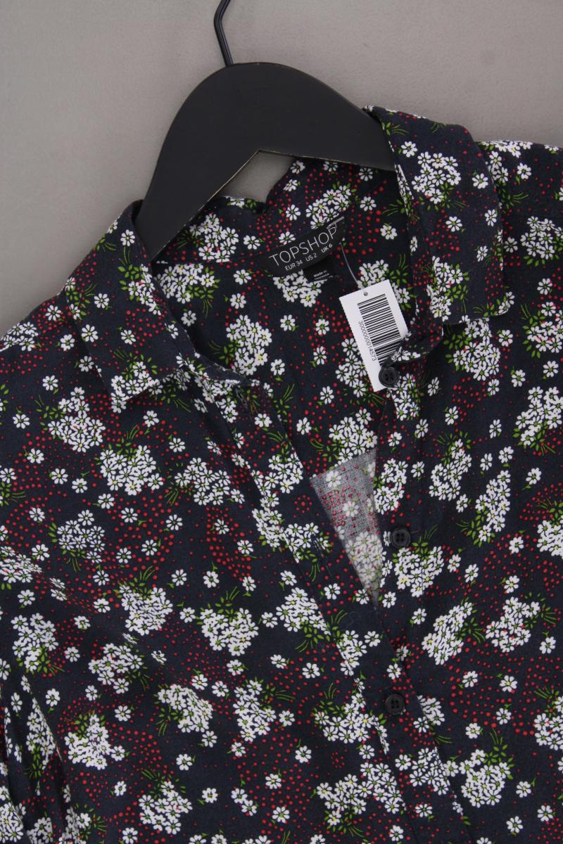 Topshop Langarmbluse Gr. 34 mit Blumenmuster mehrfarbig aus Viskose