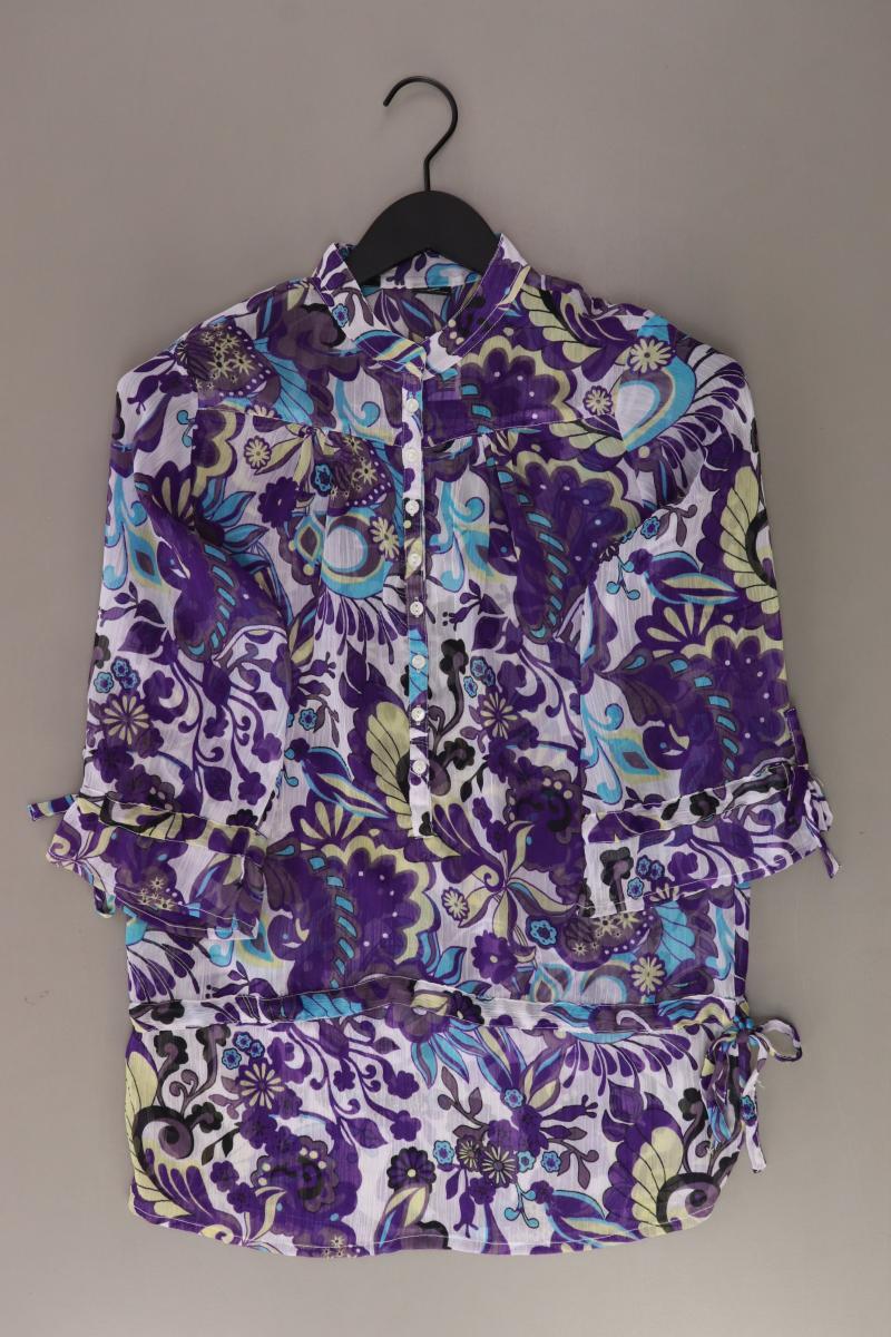 Chillytime Comfort Bluse Gr. 36 mit Blumenmuster mit Gürtel 3/4 Ärmel lila