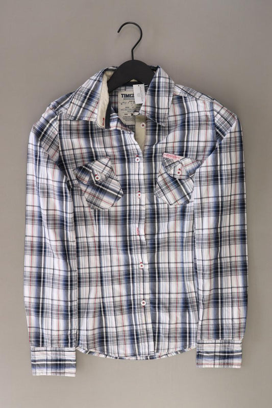 Timezone Karobluse Gr. XS kariert Langarm blau aus Baumwolle