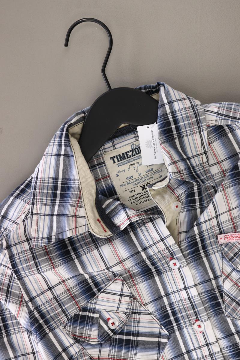 Timezone Karobluse Gr. XS kariert Langarm blau aus Baumwolle