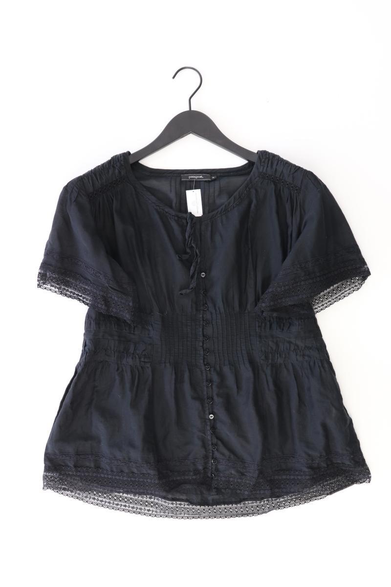 Passport Bluse mit Seide Gr. 36 Kurzarm schwarz aus Baumwolle