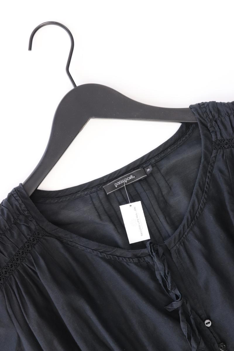 Passport Bluse mit Seide Gr. 36 Kurzarm schwarz aus Baumwolle