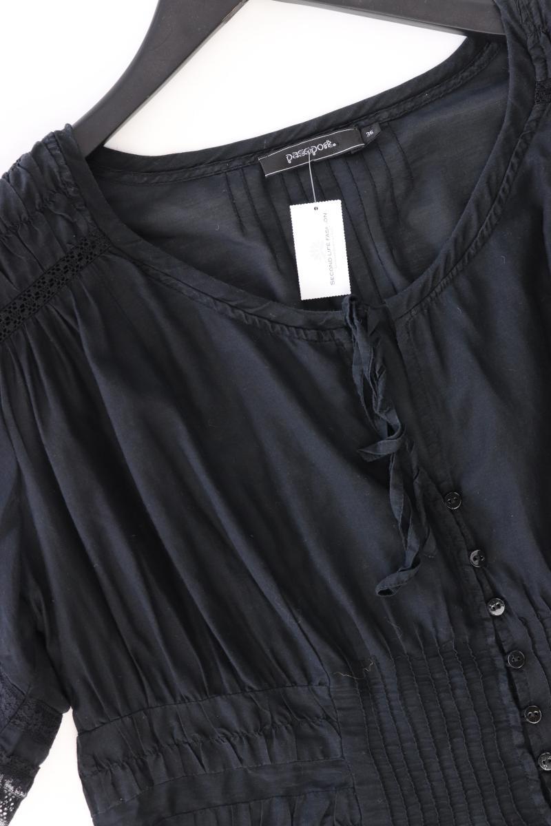 Passport Bluse mit Seide Gr. 36 Kurzarm schwarz aus Baumwolle