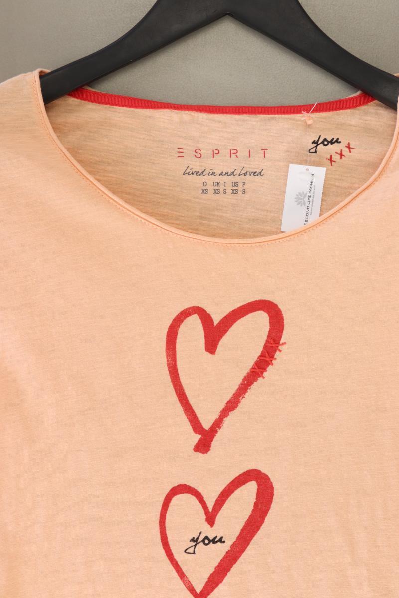 Esprit Printshirt Gr. XS Kurzarm orange aus Baumwolle