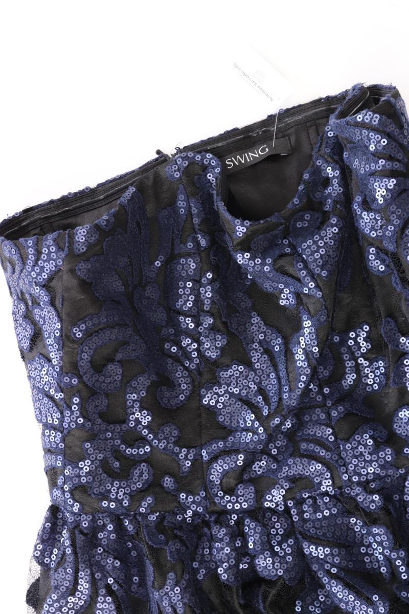 Swing Bandeaukleid Gr. 38 Ärmellos mit Pailletten blau aus Polyester