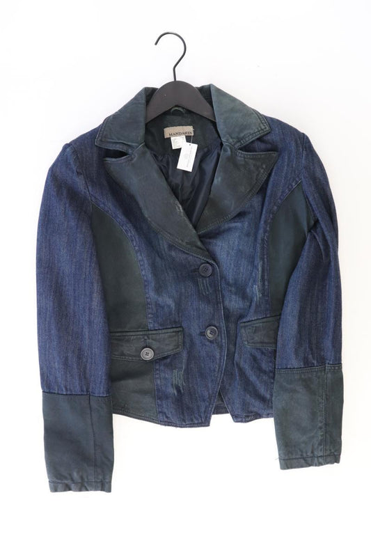 Mandarin Jeansblazer Gr. 38 blau aus Baumwolle