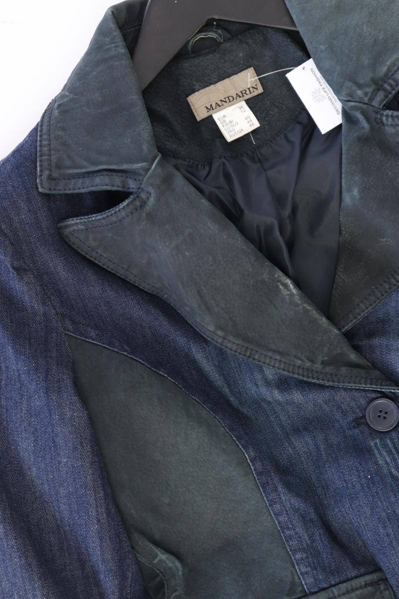 Mandarin Jeansblazer Gr. 38 blau aus Baumwolle