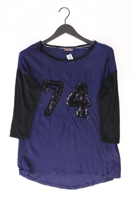 Street One Oversize-Bluse Gr. 36 3/4 Ärmel mit Pailletten blau aus Viskose