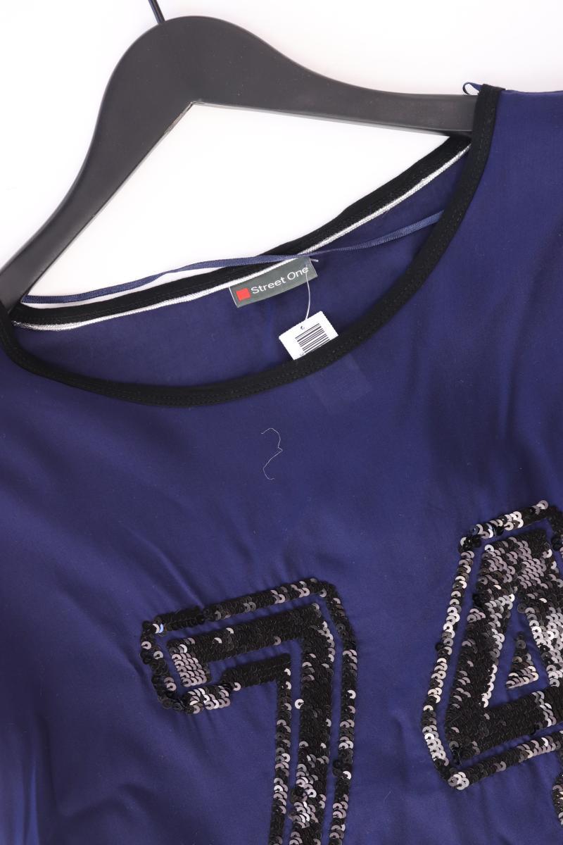 Street One Oversize-Bluse Gr. 36 3/4 Ärmel mit Pailletten blau aus Viskose