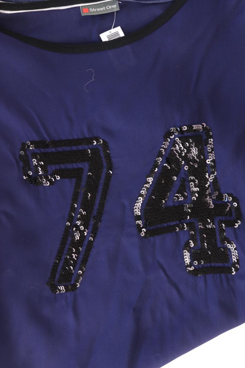 Street One Oversize-Bluse Gr. 36 3/4 Ärmel mit Pailletten blau aus Viskose