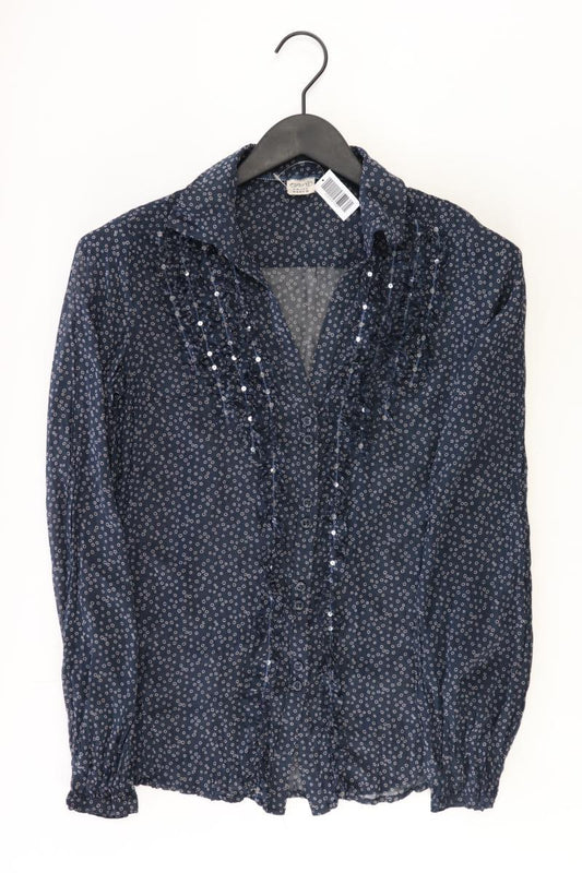 Esprit Rüschenbluse Gr. 36 Langarm mit Pailletten blau aus Polyester