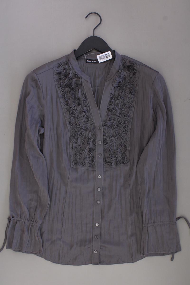 Gerry Weber Rüschenbluse Gr. 40 Langarm grau aus Polyester