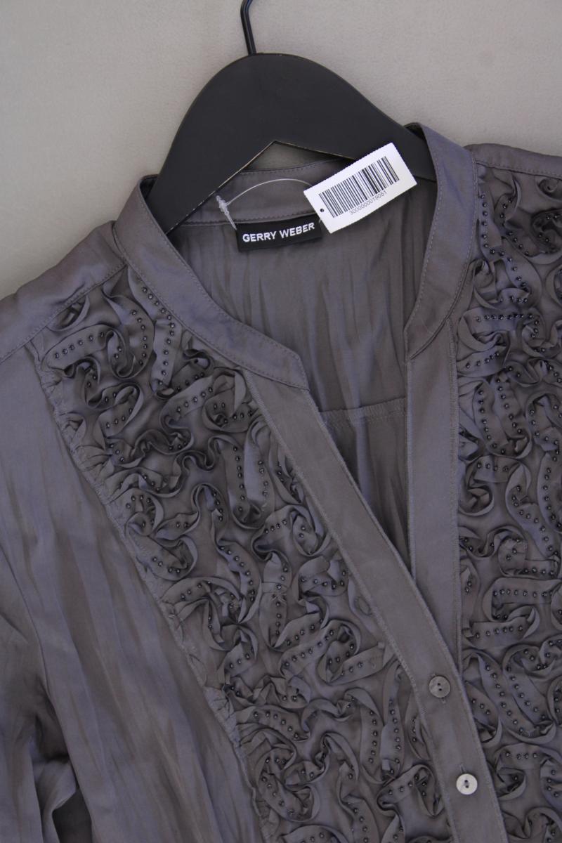 Gerry Weber Rüschenbluse Gr. 40 Langarm grau aus Polyester