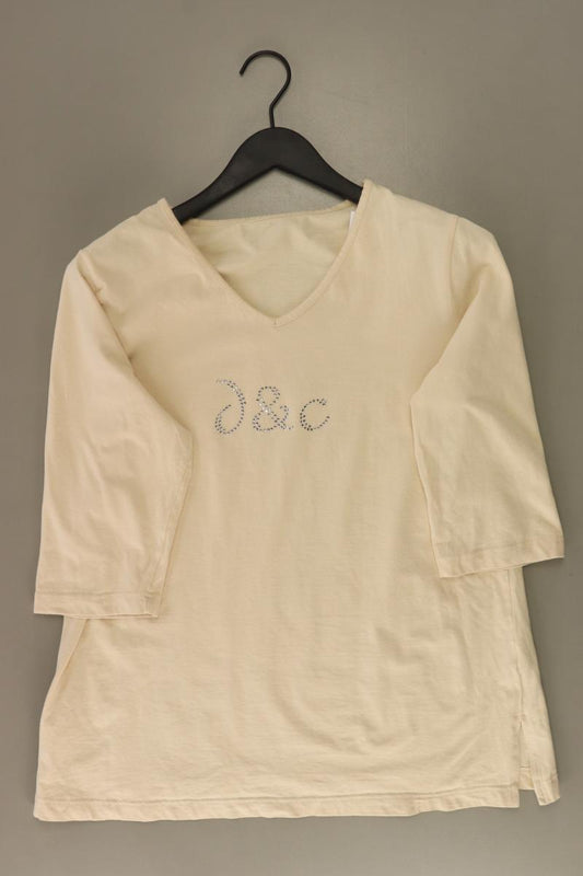 Shirt mit V-Ausschnitt Gr. 44 3/4 Ärmel creme aus Baumwolle