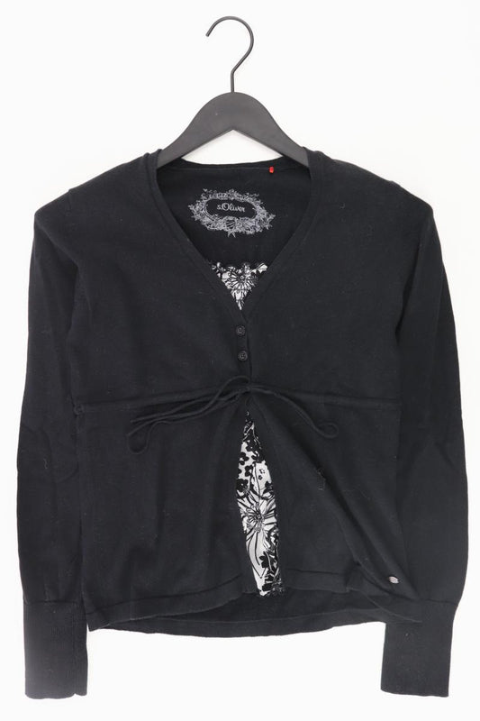 s.Oliver Shirt mit V-Ausschnitt Gr. 36 Langarm schwarz aus Baumwolle