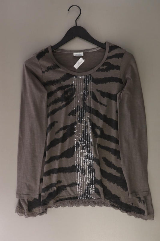 Street One Longsleeve-Shirt Gr. 38 mit Tierdruck Langarm mit Pailletten grau