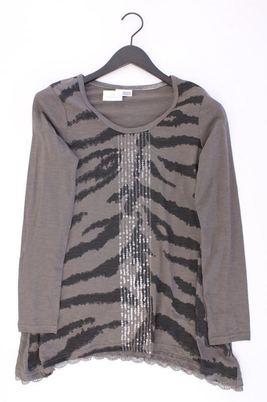 Street One Longsleeve-Shirt Gr. 38 mit Tierdruck Langarm mit Pailletten grau