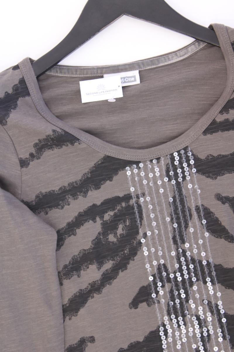 Street One Longsleeve-Shirt Gr. 38 mit Tierdruck Langarm mit Pailletten grau