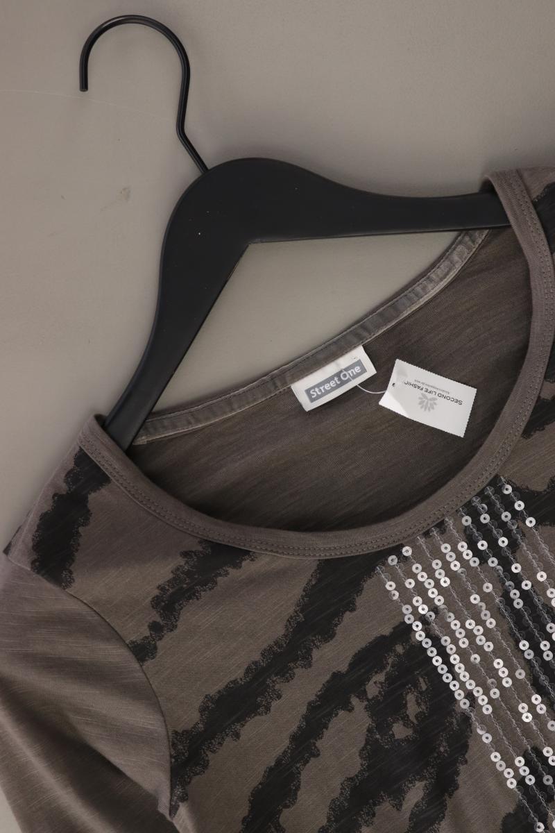 Street One Longsleeve-Shirt Gr. 38 mit Tierdruck Langarm mit Pailletten grau
