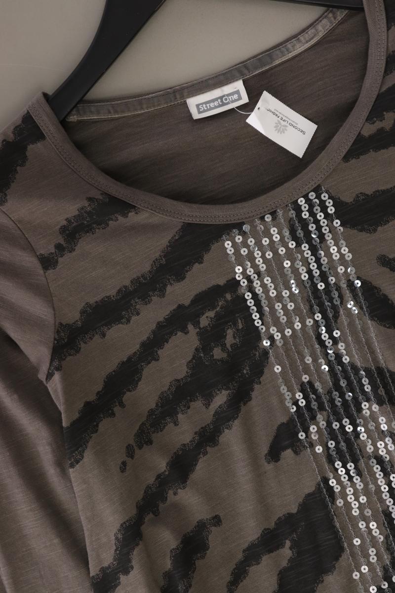 Street One Longsleeve-Shirt Gr. 38 mit Tierdruck Langarm mit Pailletten grau