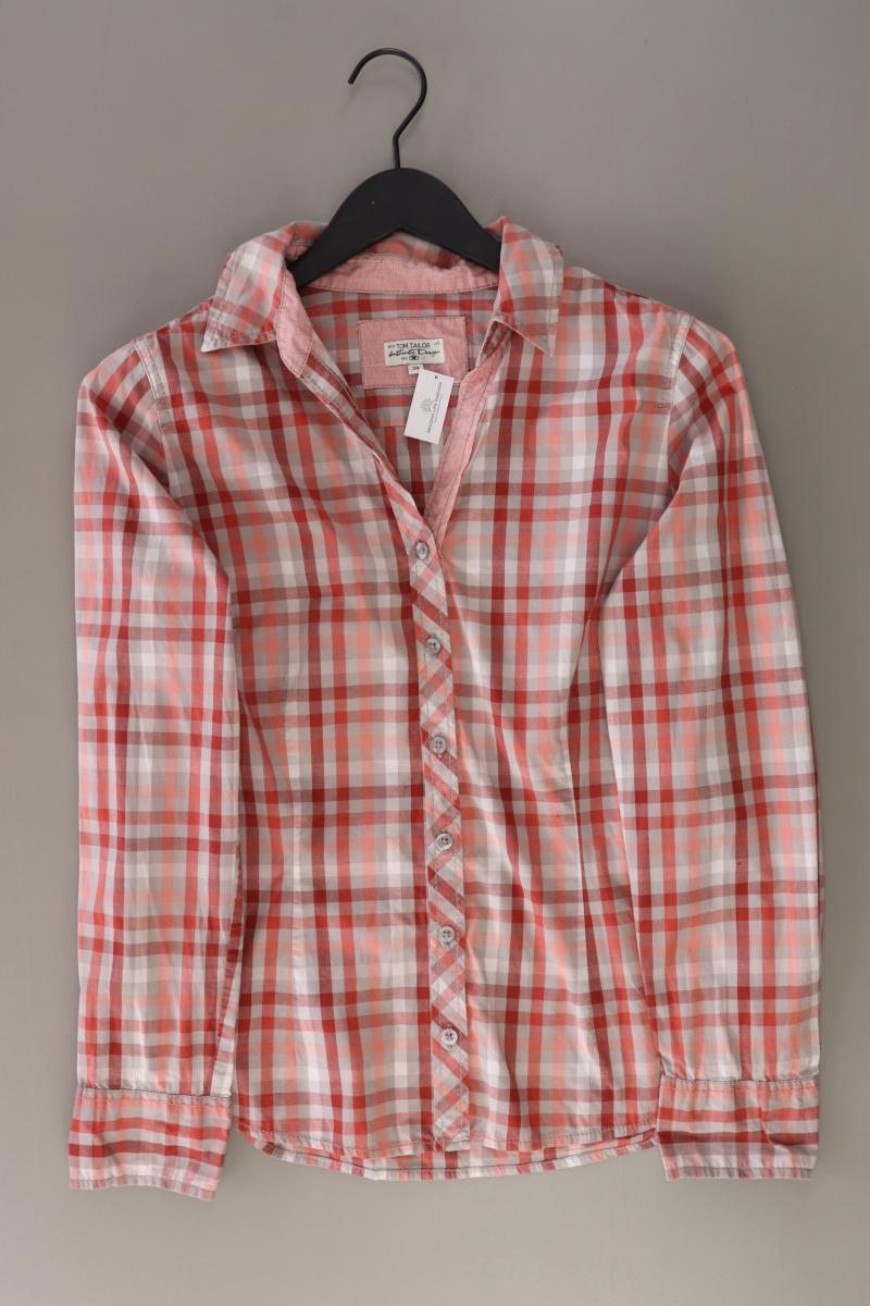 Tom Tailor Karobluse Gr. 38 kariert Langarm orange aus Baumwolle